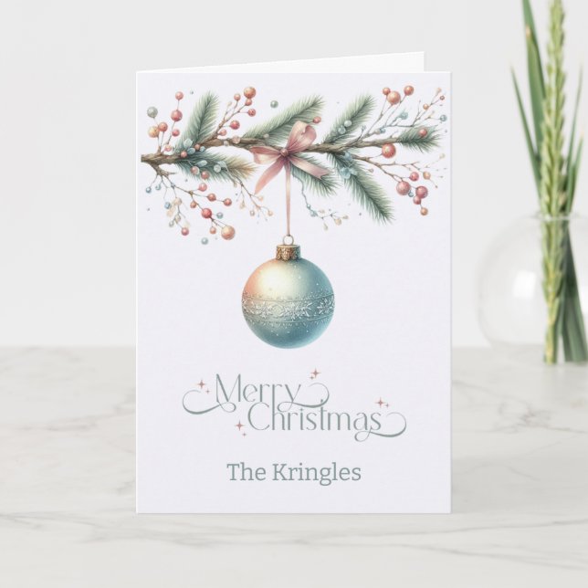 Personalized Hanging Ornament Christmas Card Kort (Framsida)