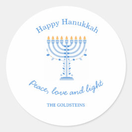 Personalized Hannukah labels - Happy Hanukkah Runt Klistermärke