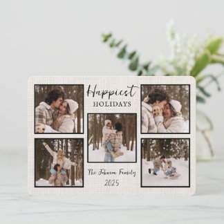 Personalized Happiest Holidays Card with Photos Julkort