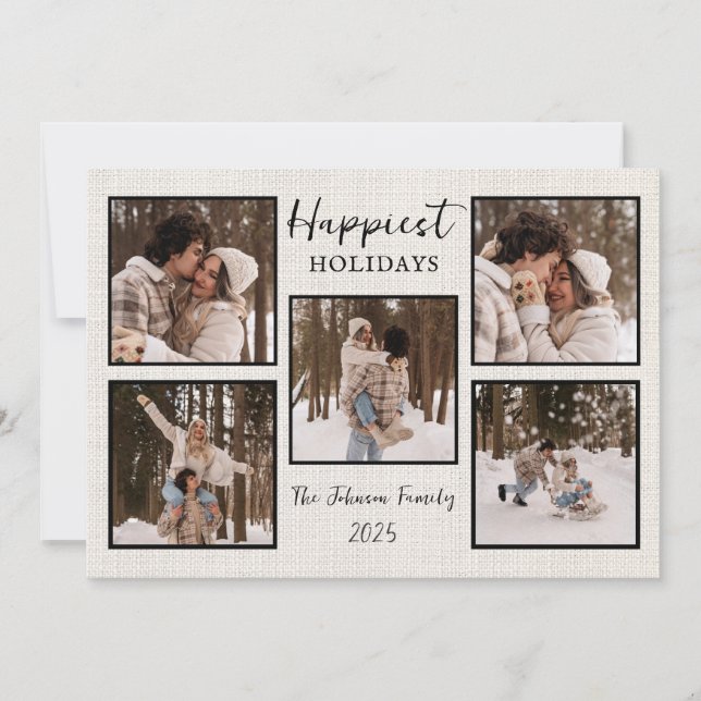 Personalized Happiest Holidays Card with Photos Julkort (Framsida)