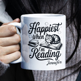 Personalized Happiest When I'm Reading Bookworm Kaffemugg
