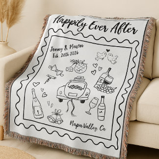 Personalized “Happily Ever After” Wedding Blanket Filt