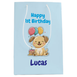 Personalized Happy 1st Birthday Gift Wrap, Puppy, 