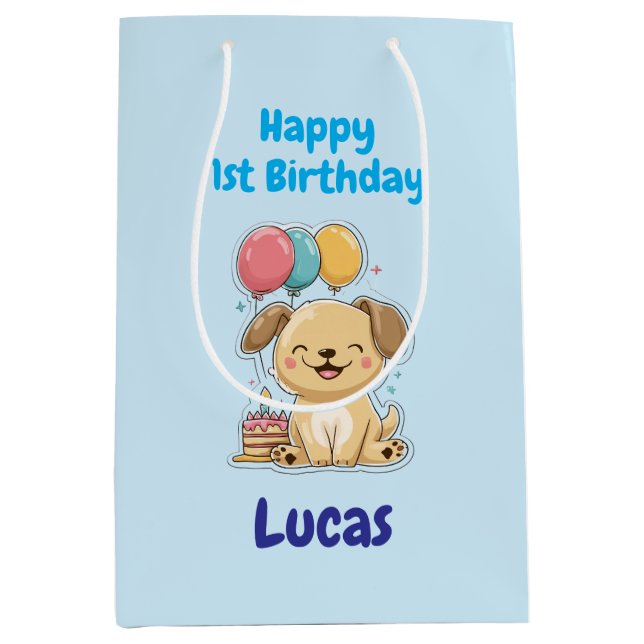 Personalized Happy 1st Birthday Gift Wrap, Puppy,  (Framsidan)