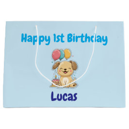 Personalized Happy 1st Birthday Gift Wrap, Puppy, 