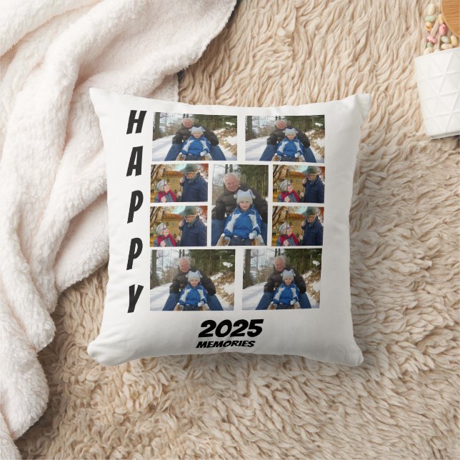 Personalized Happy 2025 memories Photo Collage Kudde (Filt)