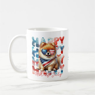 Personalized Happy 4th of July Pomeranian Kaffemugg