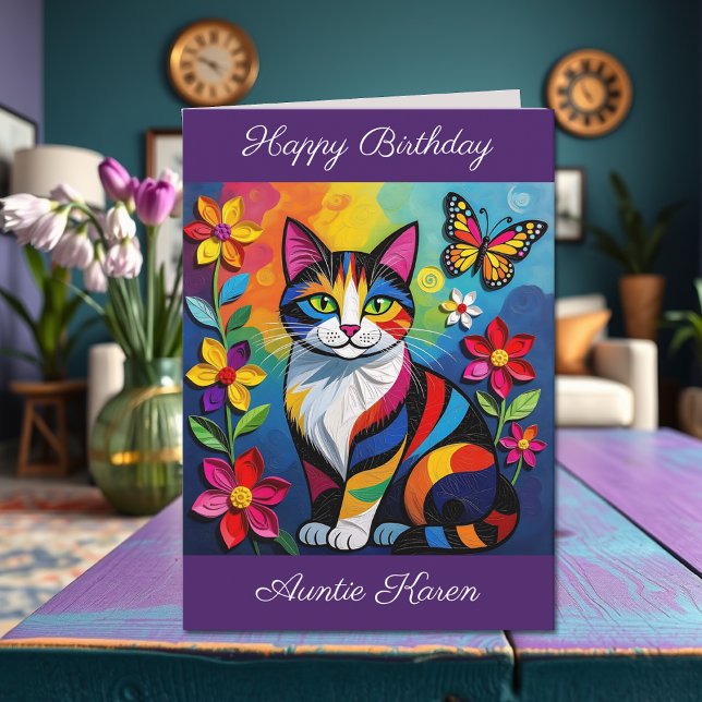 Personalized Happy Birthday for Her | Cute Cat Kort (Skapare uppladdad)