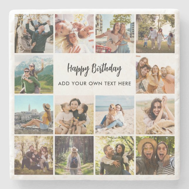 Personalized Happy Birthday Photo Collage Stenunderlägg (Framsidan)