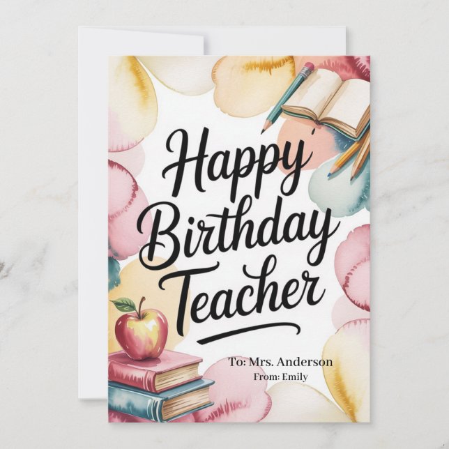Personalized Happy Birthday Teacher Kort (Framsida)