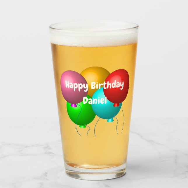 Personalized Happy Birthday Vibes Helium Balloons Glaskopp (Framsida fylld)