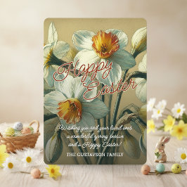 Personalized Happy Easter Daffodil Floral Card Julkort
