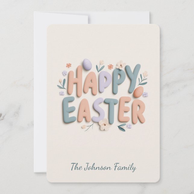 Personalized Happy Easter Family Greeting Card Julkort (Framsida)