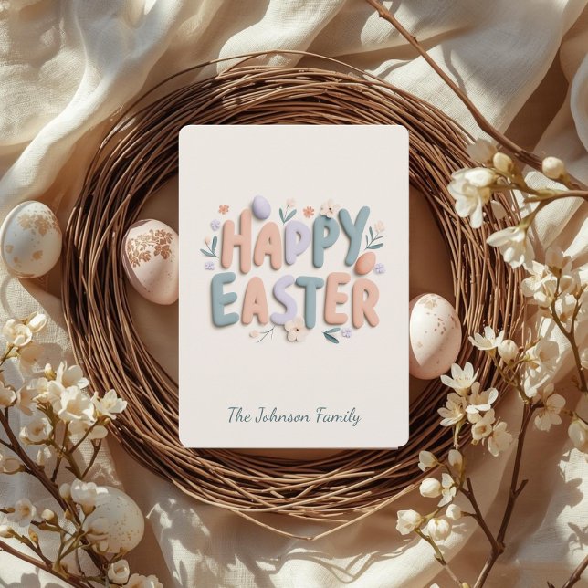Personalized Happy Easter Family Greeting Card Julkort (Skapare uppladdad)
