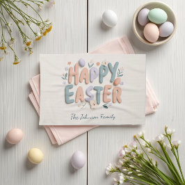 Personalized Happy Easter Family Kitchen Towel Kökshandduk