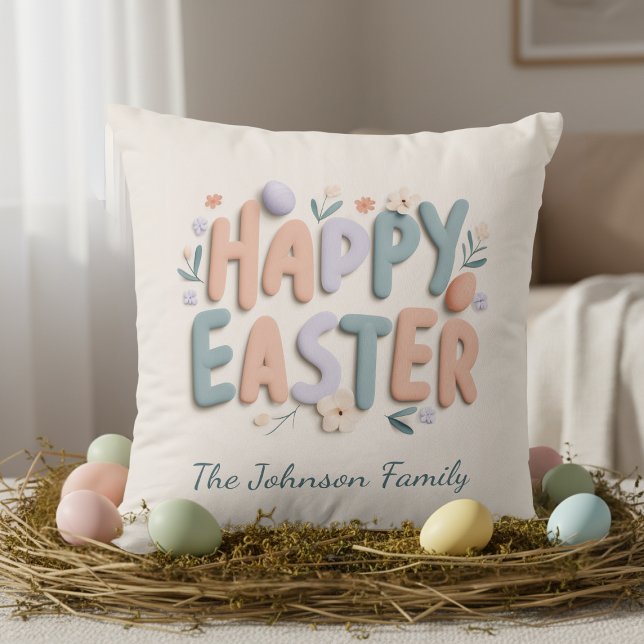 Personalized Happy Easter Family Pillow Kudde (Skapare uppladdad)