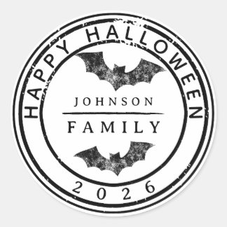 Personalized Happy Halloween Custom Family Name Runt Klistermärke