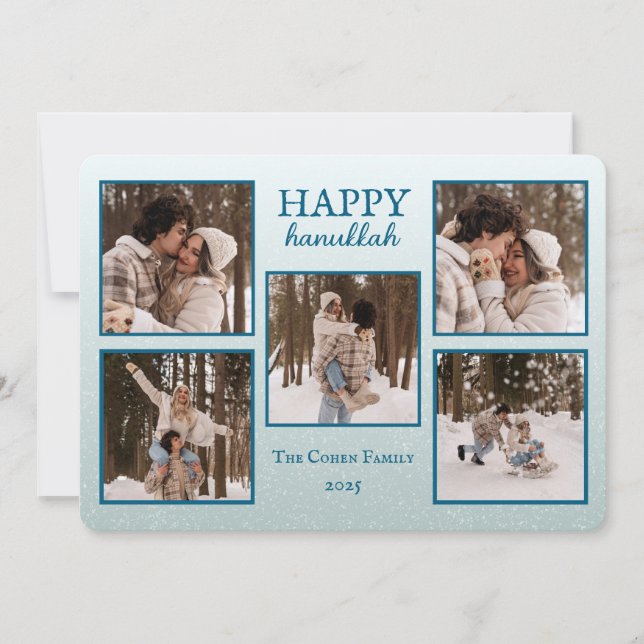 Personalized Happy Hanukkah Card with Photos Julkort (Framsida)