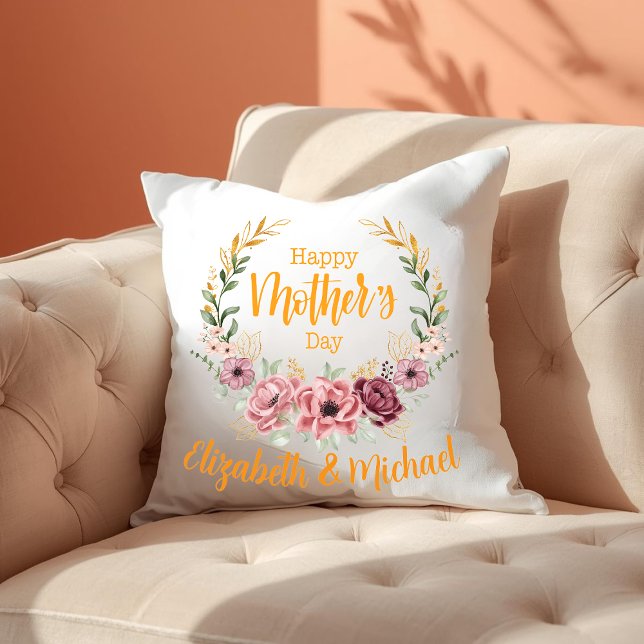 Personalized Happy Mother’s Day Floral Pillow Kudde (Skapare uppladdad)