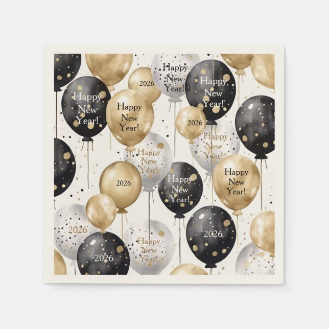 Personalized Happy New Year Party Napkin Pappersservett (Framsidan)