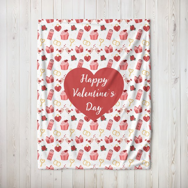 Personalized Happy Valentine’s Day Fleece Blanket (Skapare uppladdad)