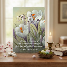 Personalized He Is Risen Crocus Floral Easter Card Julkort