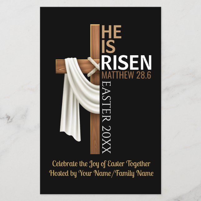 Personalized He Is Risen Easter Party Invitation Flygblad (Framsidan)