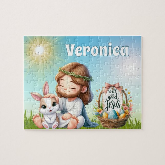 Personalized He Is Risen Easter Pussel (Horisontell)