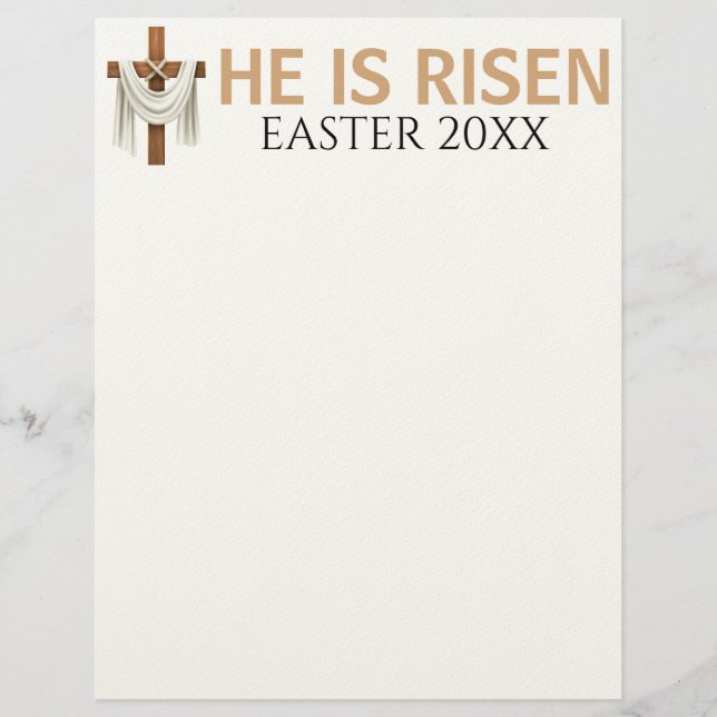Personalized He Is Risen Vintage Easter Cross Brevhuvud (Framsida)