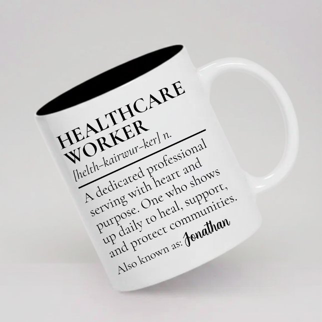 Personalized Healthcare Worker Mug Thank You Gift Två-Tonad Mugg (Personalized Healthcare Worker Mug Thank You Gift, Healthcare Worker Graduation Gift Definition Mug)
