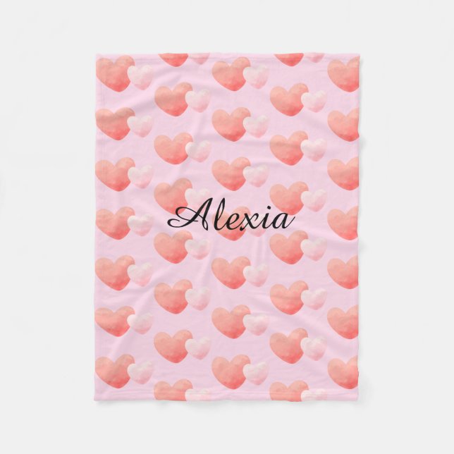 Personalized Heart Blanket Custom Name Fleecefilt (Framsidan)