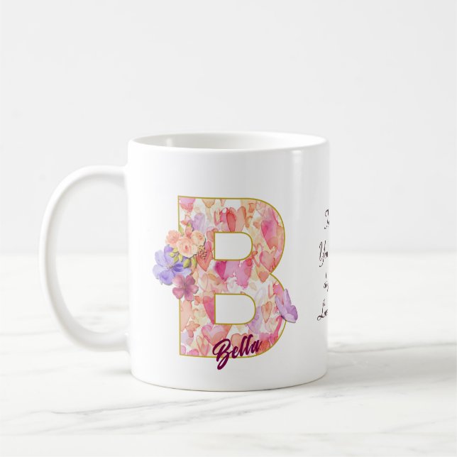 Personalized Heart Pattern B Initial Design Kaffemugg (Vänster)