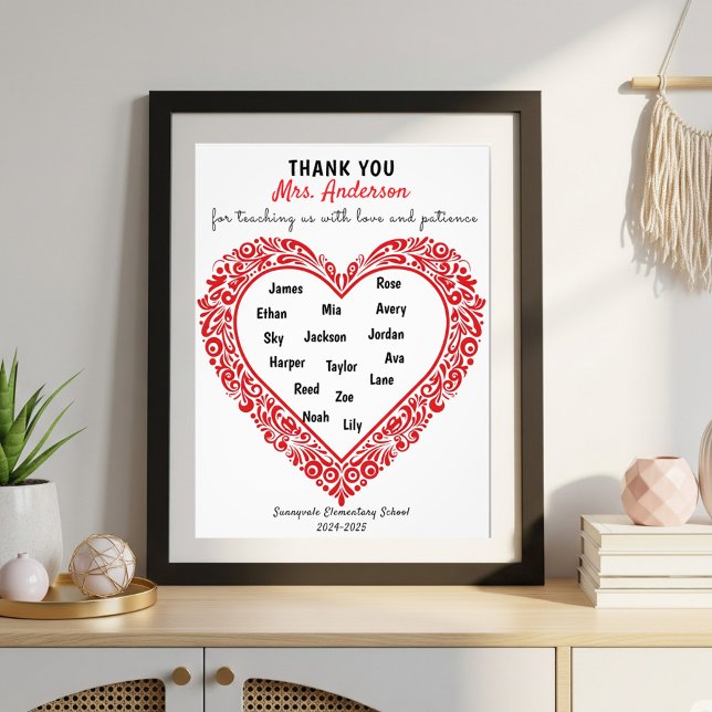 Personalized Heart Teacher Gift Poster (Skapare uppladdad)