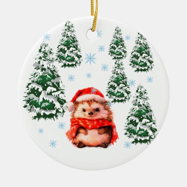 Personalized Hedgehog Christmas Ornament 2025, Cut (Framsidan)
