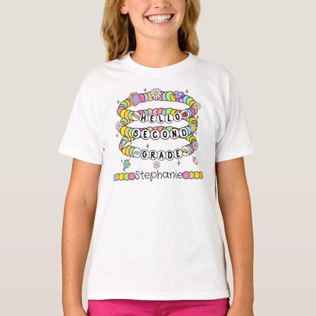 Personalized Hello Second Grade T-Shirt (Framsida)