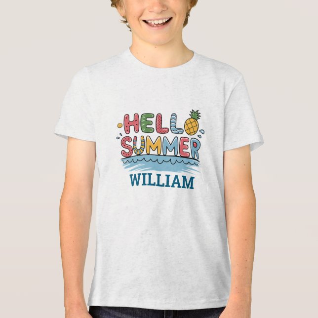 Personalized Hello Summer Family Matching Vacation T Shirt (Framsida)