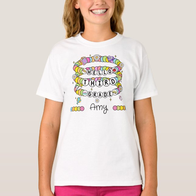 Personalized Hello Third Grade T-Shirt (Framsida)