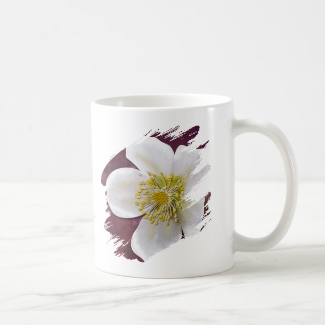 Personalized High-Poly Winter Rose Brushstroke Kaffemugg (Höger)