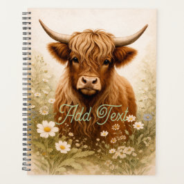 Personalized Highland Cow Elegant White Floral 
