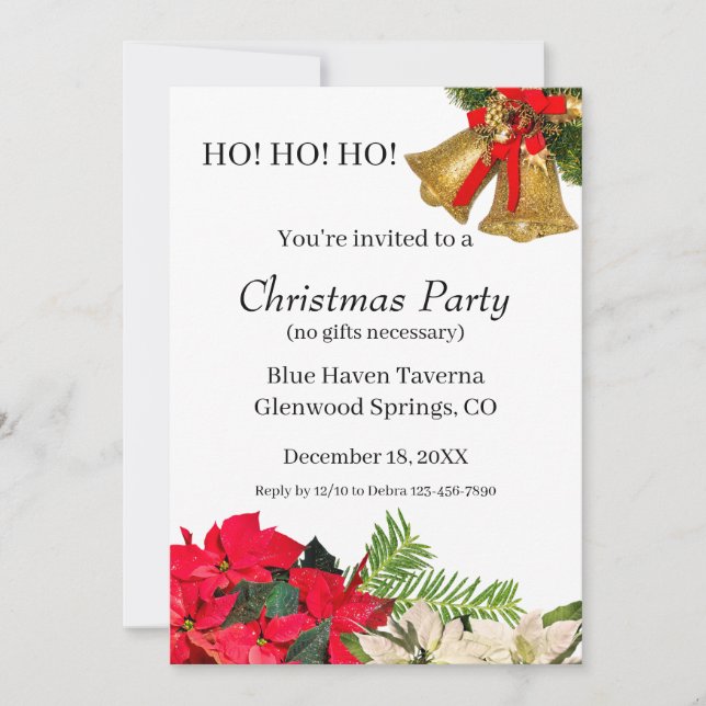 Personalized HO! HO! HO! Christmas Party Invite Tack Kort (Framsida)