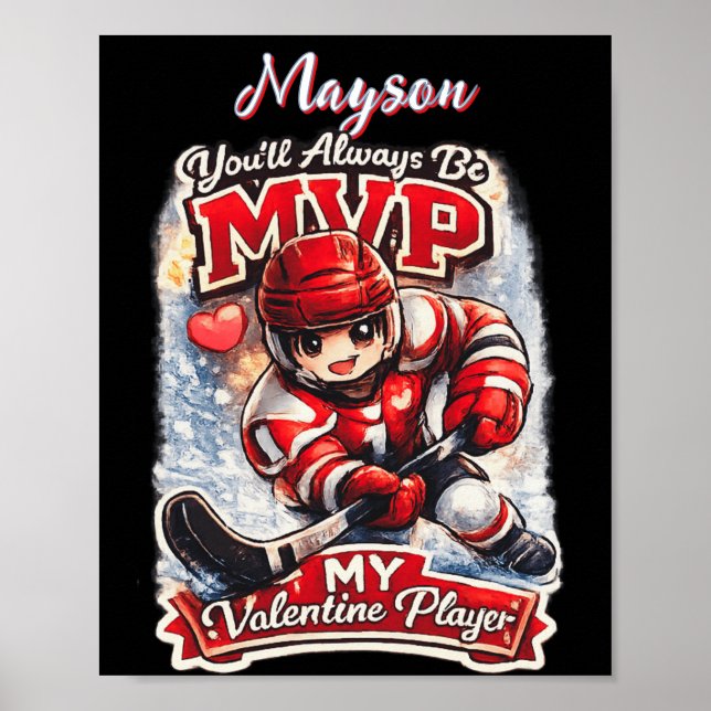 Personalized Hockey MVP My Valentine Player Poster (Framsidan)