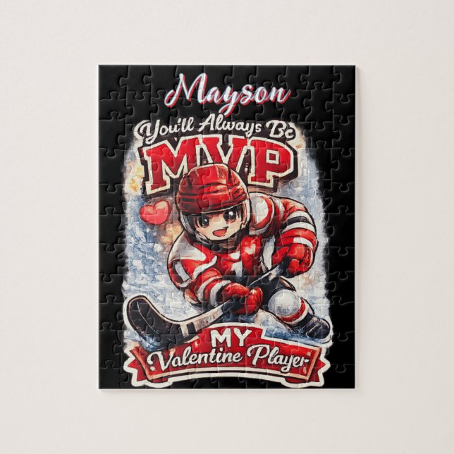 Personalized Hockey MVP My Valentine Player Pussel (Vertikal)
