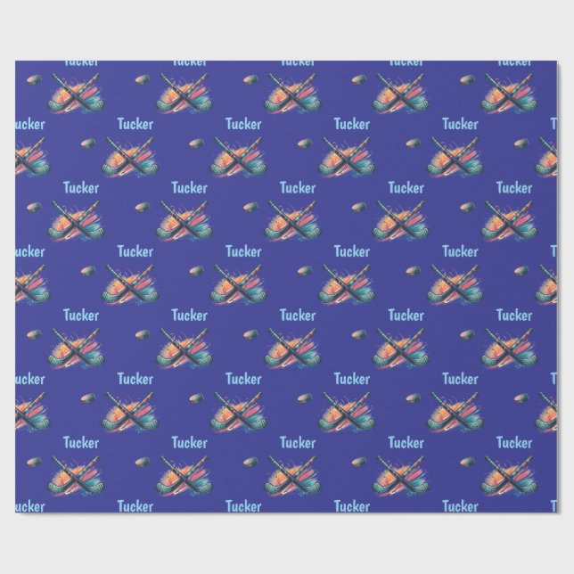 Personalized Hockey Name Wrapping Paper Roll Presentpapper (Platt)