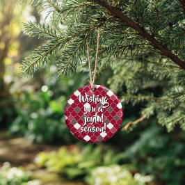 Personalized Holiday Lattice Quatrefoil Julgransprydnad Keramik