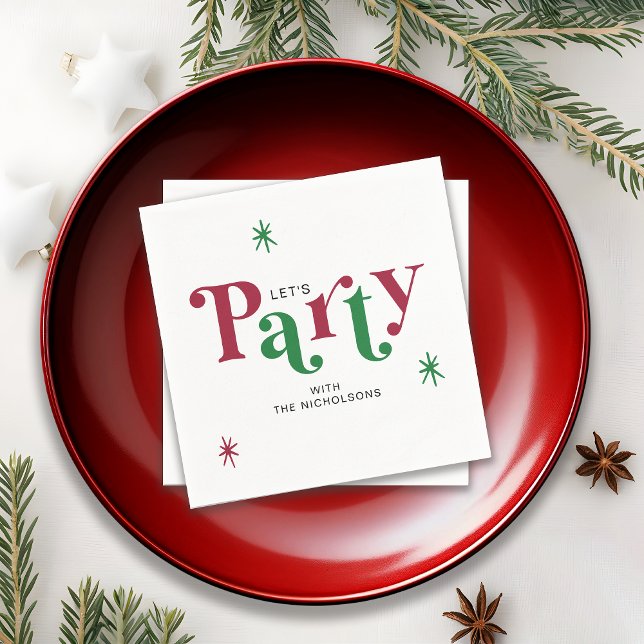 Personalized Holiday Let's Party Festive Pappersservett (Skapare uppladdad)