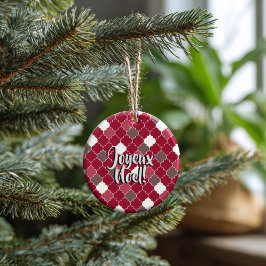 Personalized Holiday Quatrefoil Christmas Julgransprydnad Keramik