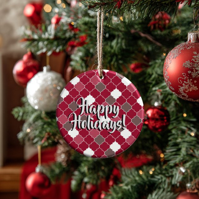 Personalized Holiday Quatrefoil Christmas Julgransprydnad Keramik (Thoughtful Custom Gift Idea for Milestones, doubles as an ornament or a collectible gift tag.
)