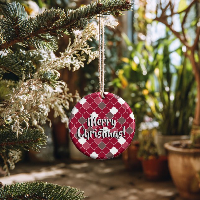 Personalized Holiday Quatrefoil Christmas Julgransprydnad Keramik (Thoughtful Custom Gift Idea for Milestones, doubles as an ornament or a collectible gift tag.
)