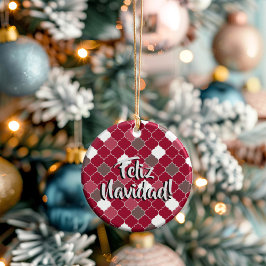 Personalized Holiday Quatrefoil Christmas Julgransprydnad Keramik