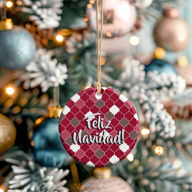 Personalized Holiday Quatrefoil Christmas Julgransprydnad Keramik (Thoughtful Custom Gift Idea for Milestones, doubles as an ornament or a collectible gift tag.)